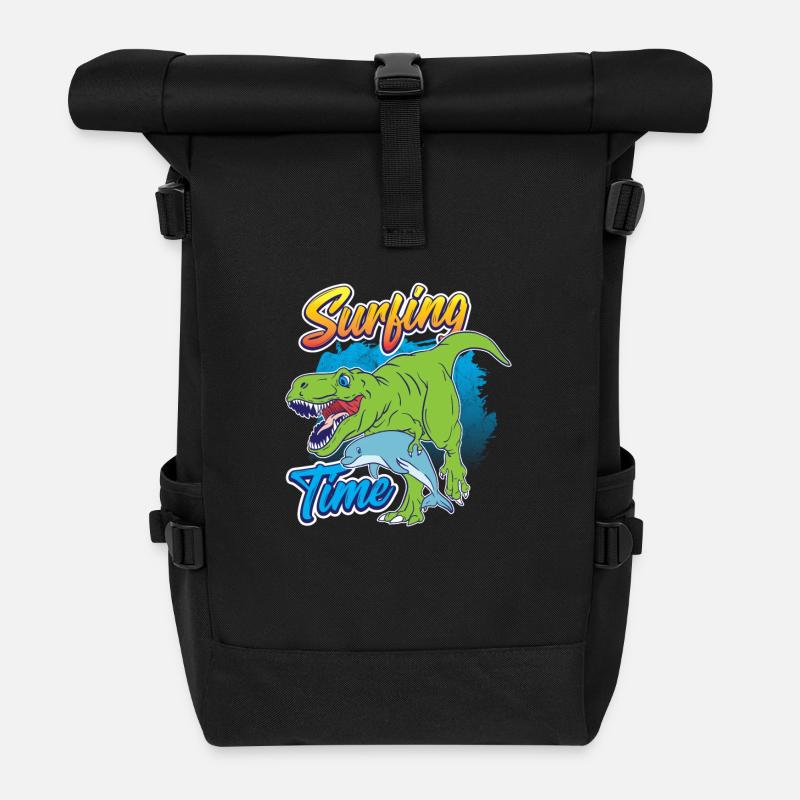 Dino Shirt pour Surffer Delfin Surfing Time - Sac à dos roll top - noir