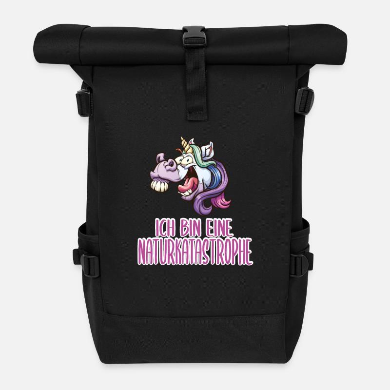 Lustiger Spruch Einhorn Katastrophe - Rolltop Rucksack - Schwarz