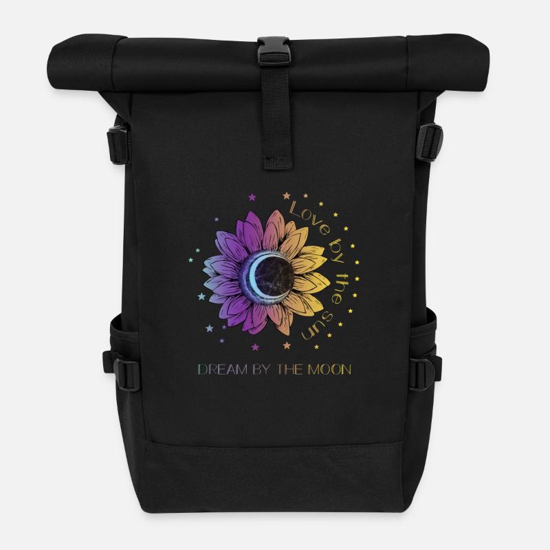 Boho Bohemian Spirituelles Geschenk - Rolltop Rucksack - Schwarz