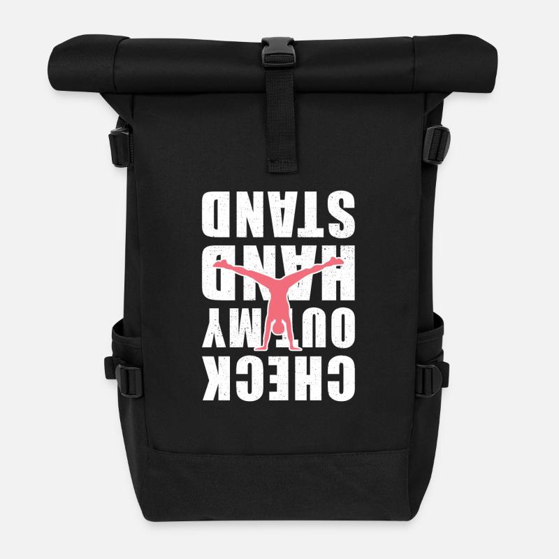 Gymanstik Handstand Spruch lustig - Rolltop Rucksack - Schwarz