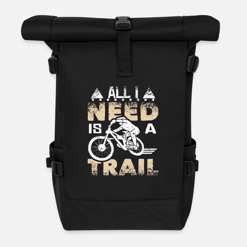 All I nee is a trail - Rolltop Rucksack - Schwarz