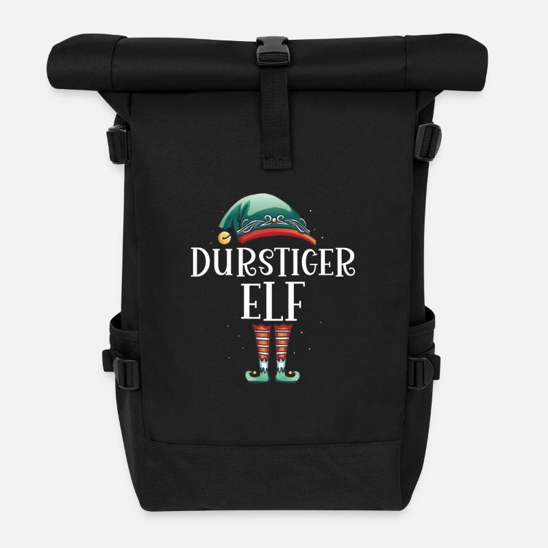 Weihnachten Partnerkostüm Durstige Elf Elfe Elfen - Rolltop Rucksack - Schwarz