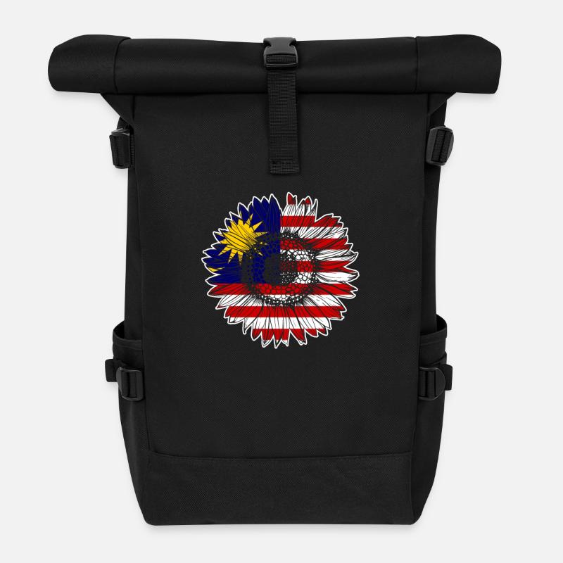 Malaysia Flagge Sonnenblume - Rolltop Rucksack - Schwarz