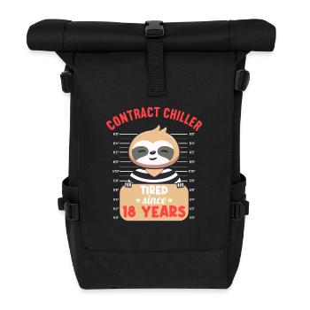 Auftragschiller 18 years 18th birthday sloth - Roll Top Backpack - black - Front