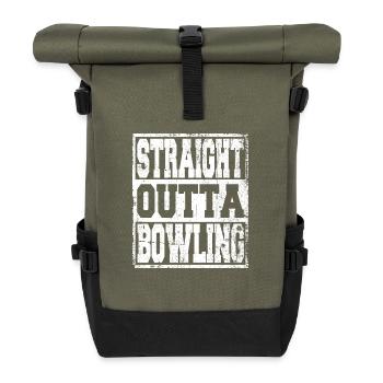 Bowling Spruch lustig - Rolltop Rucksack - Olive/Schwarz - Vorne