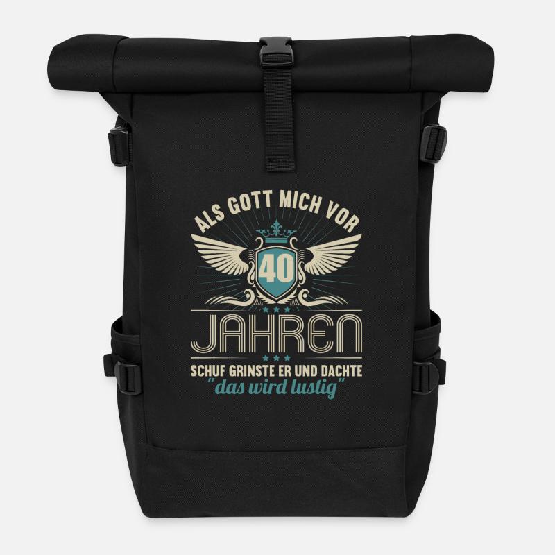 Als Gott mich vor 40 Jahren schuf 40. Geburtstag - Rolltop Rucksack - Schwarz