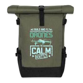Fly drones to calm down - Roll Top Backpack - olive/black - Front