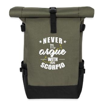 Sternzeichen Never argue with an Scorpio - Rolltop Rucksack - Olive/Schwarz - Vorne