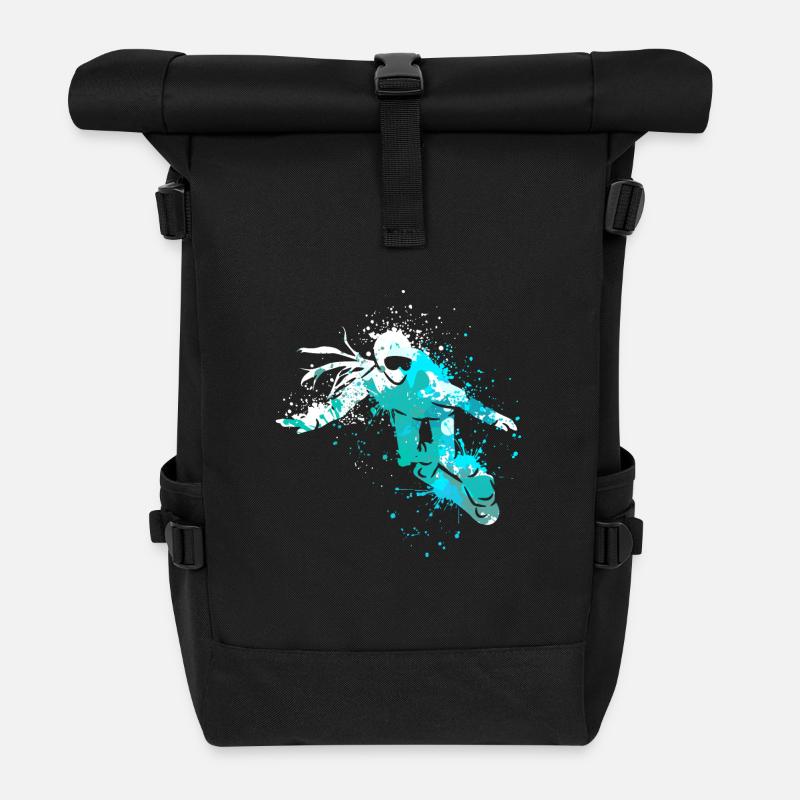 Splash Art Wintersport Snowboarder - Rolltop Rucksack - Schwarz