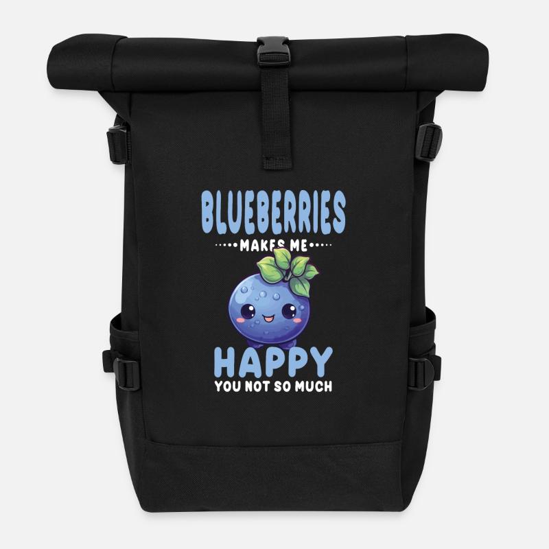 Blaubeere Kawaii - Rolltop Rucksack - Schwarz
