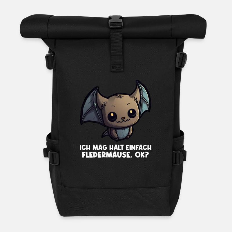 Ich mag halt einfach Fledermäuse Fledermaus - Rolltop Rucksack - Schwarz