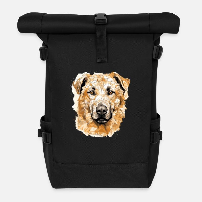 Kangal Hundehunderasse Gesicht Hund Polygon - Rolltop Rucksack - Schwarz