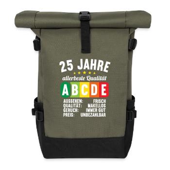 Lebensmittelampel Score 25 Jahre 25 Geburtstag - Rolltop Rucksack - Olive/Schwarz - Vorne