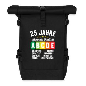 Lebensmittelampel Score 25 Jahre 25 Geburtstag - Rolltop Rucksack - Schwarz - Vorne