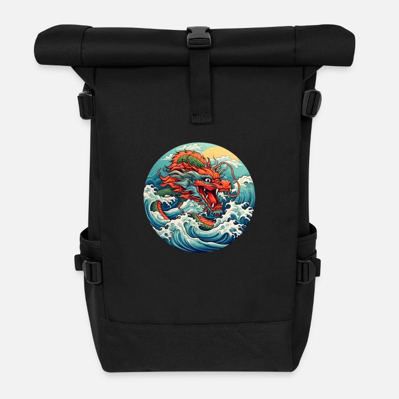 Chinesischer Drache - Rolltop Rucksack - Schwarz