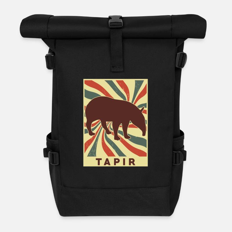 Tapir Retro Vintage - Rolltop Rucksack - Schwarz