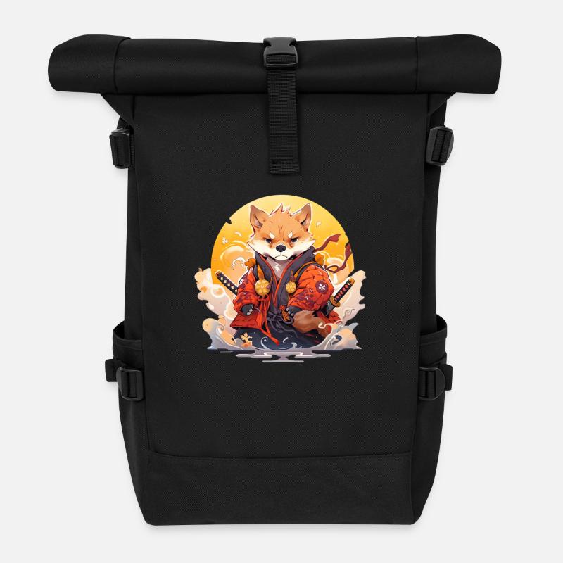 Asia Corki Japanese Samurai Samurai - Roll Top Backpack - black