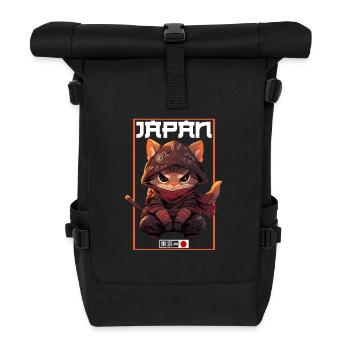 Asia Cat Japanese Samurai Samurai - Roll Top Backpack - black - Front
