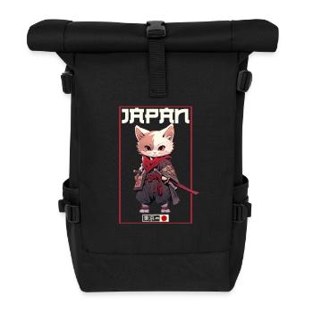 Asia Cat Japanese Samurai Samurai - Roll Top Backpack - black - Front