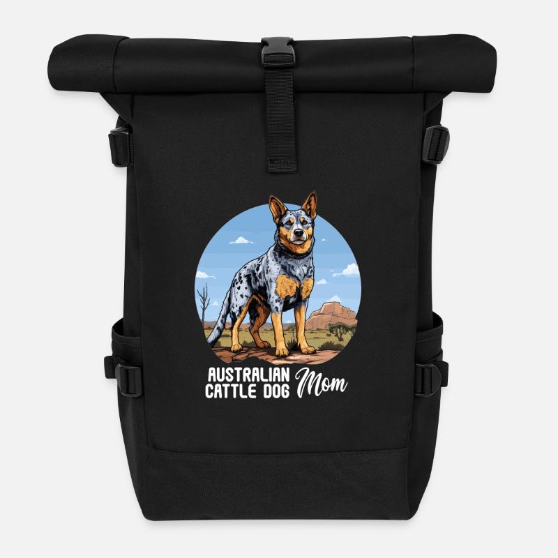 Hund Australian Cattle Dog - Rolltop Rucksack - Schwarz