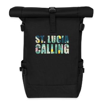 St Lucia Souvenir Vacation - Roll Top Backpack - black - Front