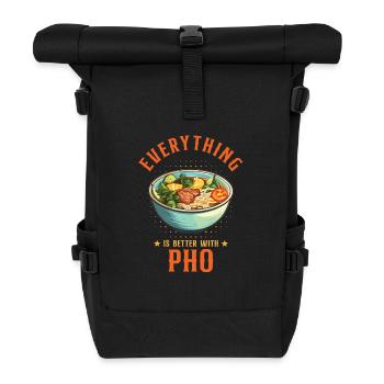 Alles ist besser mit Pho Vietnamesisches Essen - Rolltop Rucksack - Schwarz - Vorne