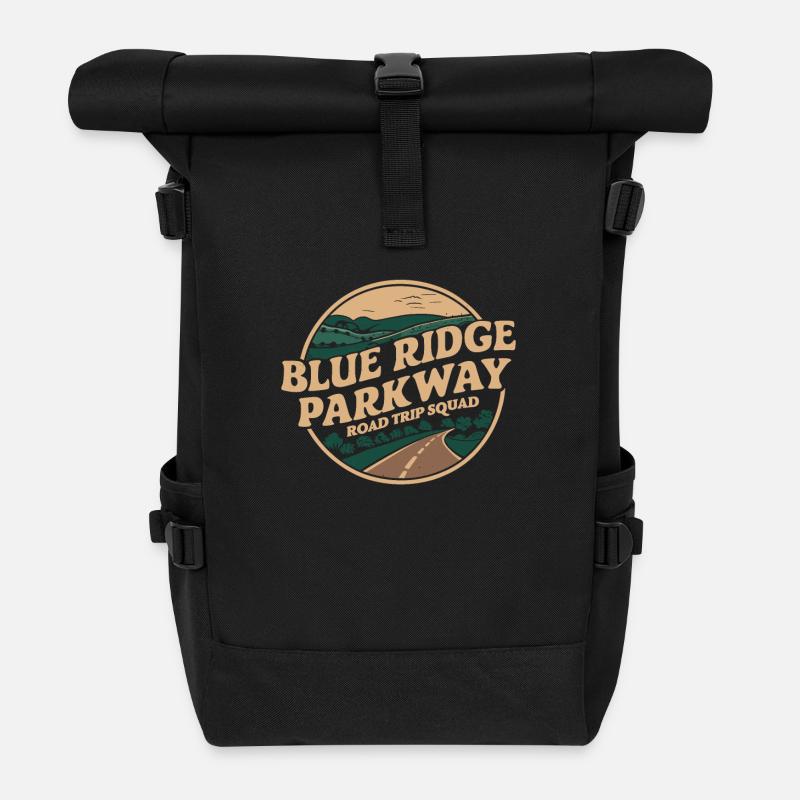Blue Ridge Parkway Road Trip Squad Abenteuer - Rolltop Rucksack - Schwarz
