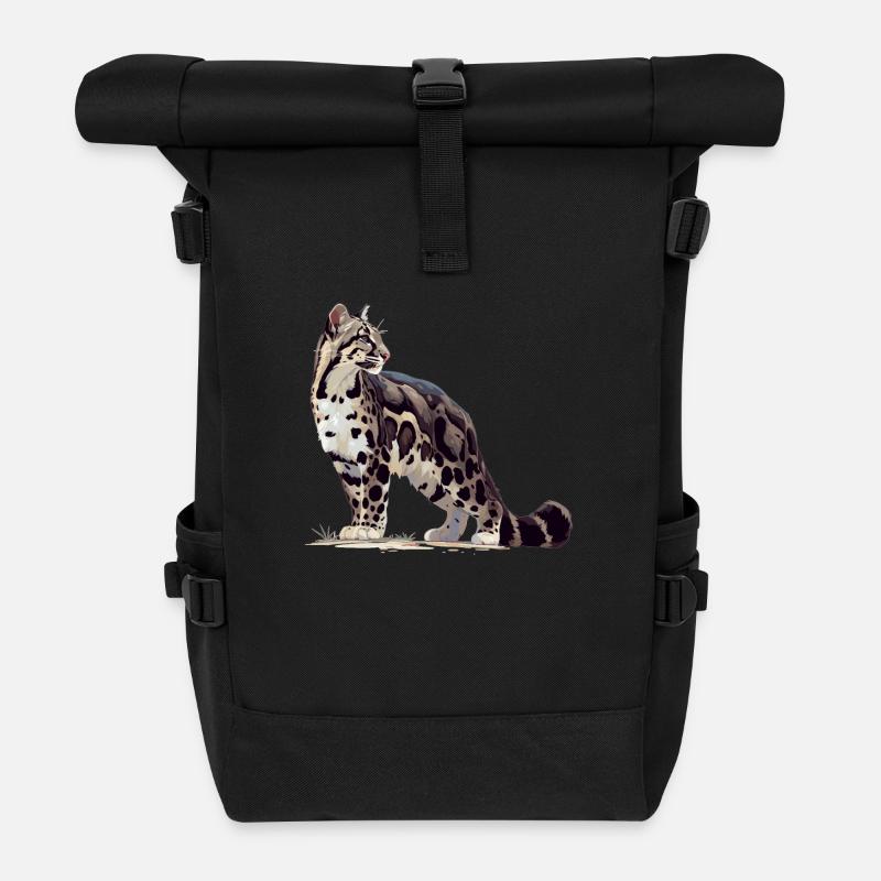 Clouded Leopard Nebelparder - Rolltop Rucksack - Schwarz
