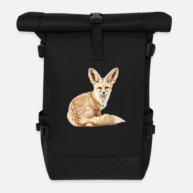 Fennec Fox Fenneks Fennek - Rolltop Rucksack - Schwarz