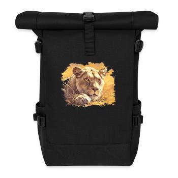 Lioness Löwinnen Löwin - Rolltop Rucksack - Schwarz - Vorne