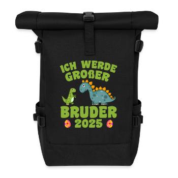 Ich Werde Großer Bruder 2025 - Rolltop Rucksack - Schwarz - Vorne