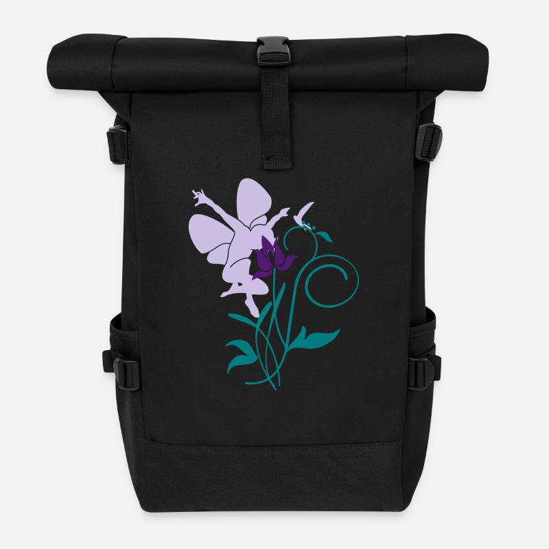Orchidee / orchid (2c) - Rolltop Rucksack - Schwarz