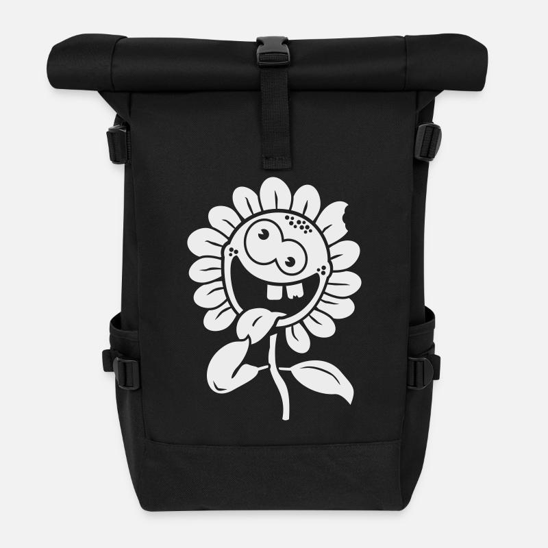 crazy flower negative 1c - Roll Top Backpack - black