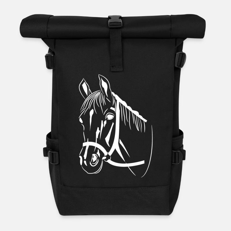 Pferdekopf - Rolltop Rucksack - Schwarz