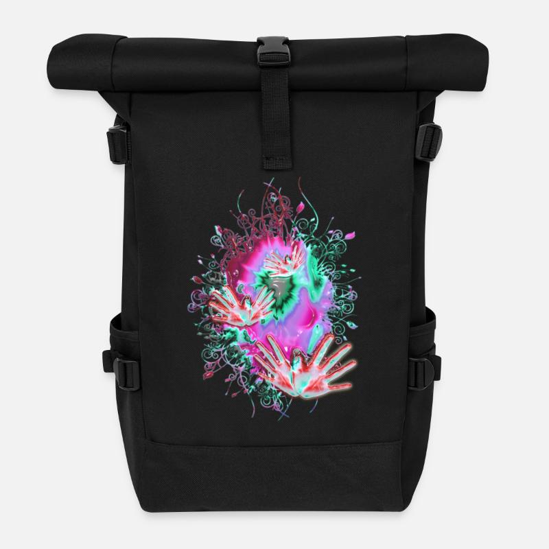 FLYING HANDS - Rolltop Rucksack - Schwarz