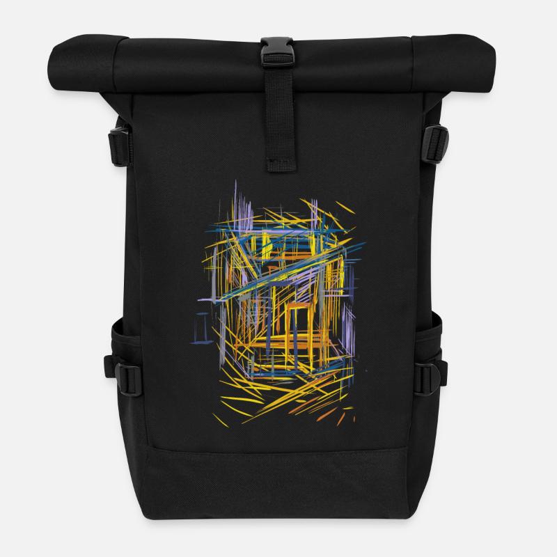Architektur Skizze - Rolltop Rucksack - Schwarz