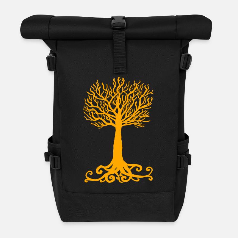 arbre jaune - Sac à dos roll top - noir