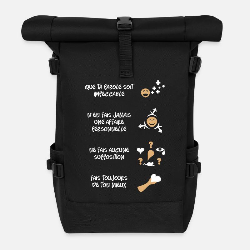 4 toltèques - Sac à dos roll top - noir