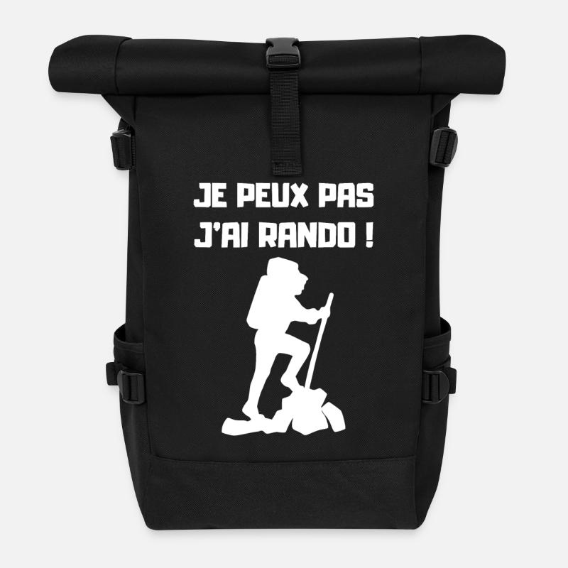 Je peux pas j'ai Rando (blanc) - Sac à dos roll top - noir