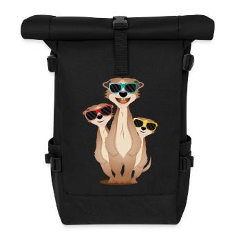 cool suricate groupe avec des lunettes de soleil - Sac à dos roll top - noir - Devant