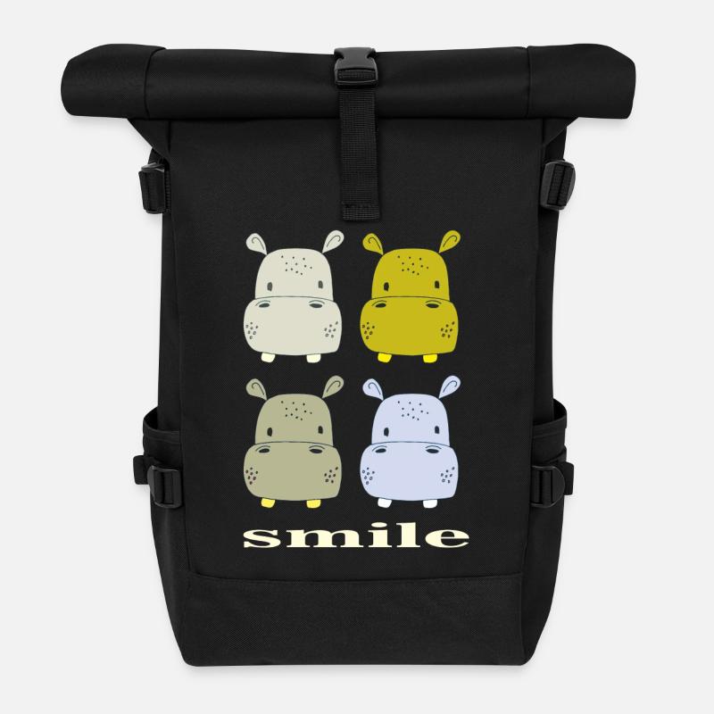 nilpferd smile - Rolltop Rucksack - Schwarz