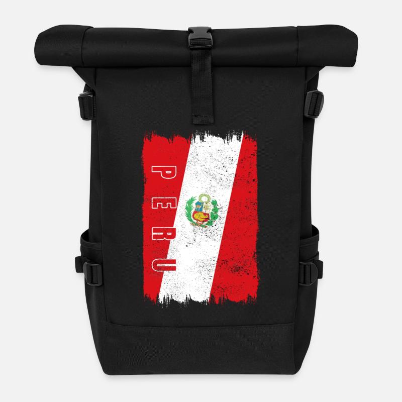 Peru Flagge - Rolltop Rucksack - Schwarz