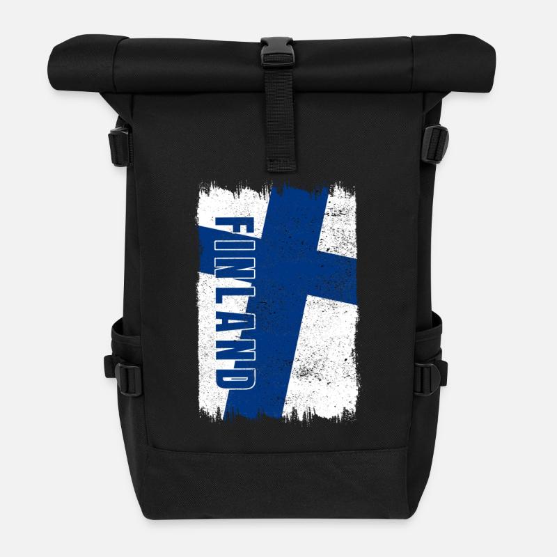 Finnland Flagge - Rolltop Rucksack - Schwarz