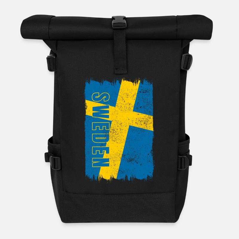 Schweden Flagge - Rolltop Rucksack - Schwarz