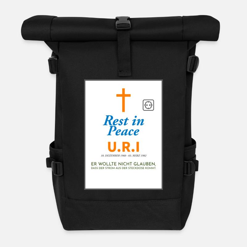 Commemorative Design Peace and Faith Ironic - Roll Top Backpack - black