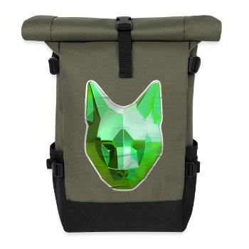 Grüner Kristallkatze - Rolltop Rucksack - Olive/Schwarz - Vorne