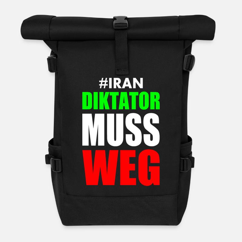 diktator muss weg iran - Rolltop Rucksack - Schwarz