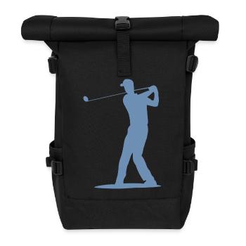 Golfer Abschlag Silhouette - Herren Design - Rolltop Rucksack - Schwarz - Vorne