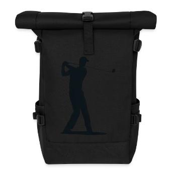 Golfspieler Silhouette - Abschlag Golf - Rolltop Rucksack - Schwarz - Vorne