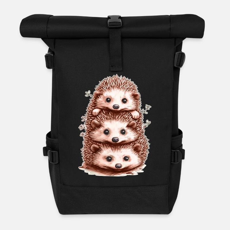 Lustige Igel - Rolltop Rucksack - Schwarz